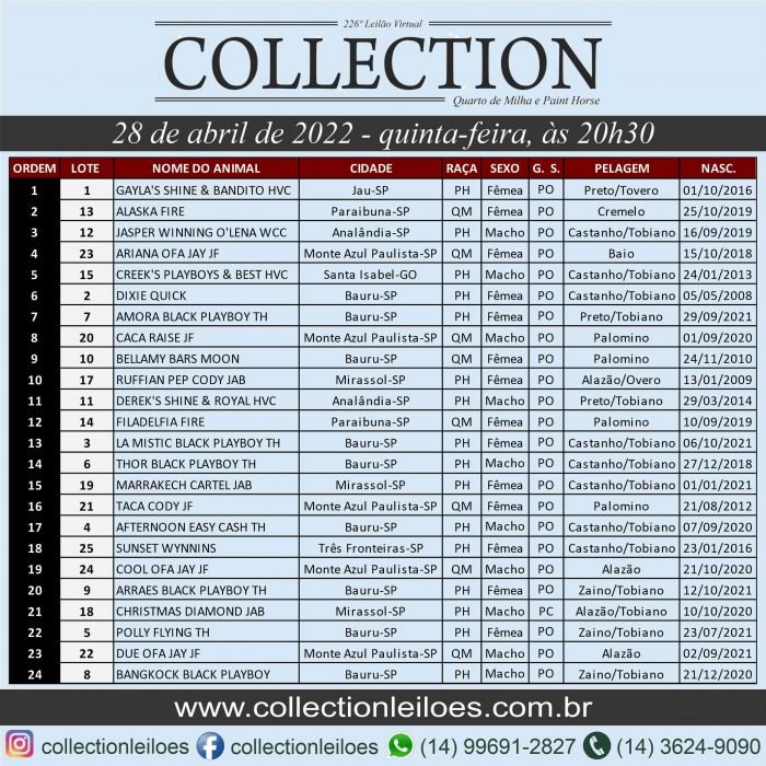 226º ORDEM DE ENTRADA